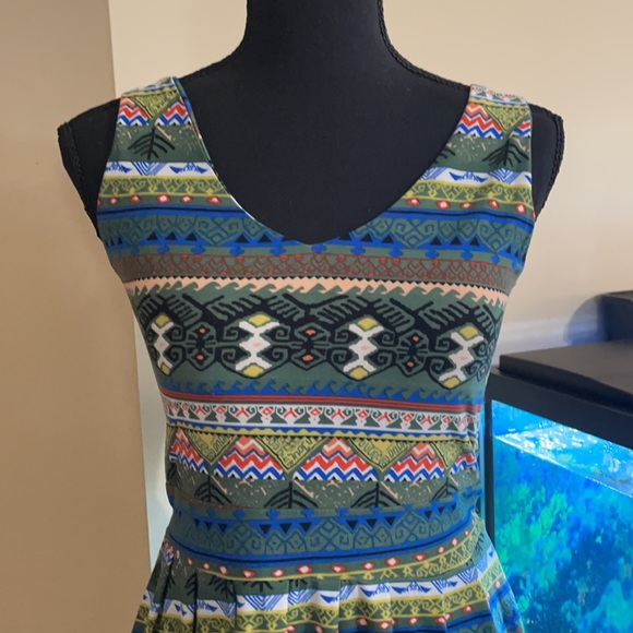 Green Aztec Mini Dress - Picture 2 of 5